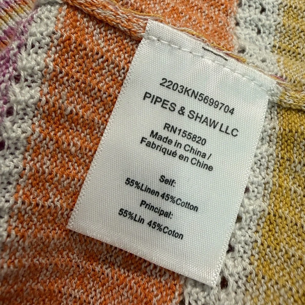 Veronica Beard Rami Pullover Sweater Small Multi Stripe Linen Cotton Ribbed $298 - Picture 6 of 6
